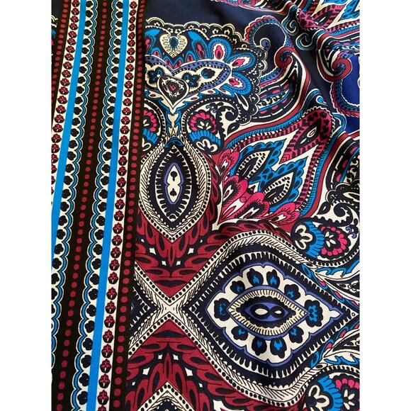 Roz & Ali 2X Womens Tunic Boho Paisley Short Sleeve Long Line Oversized Top - Picture 10 of 11